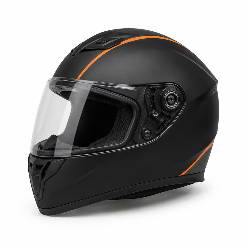 Capacete fechado preto/laranja